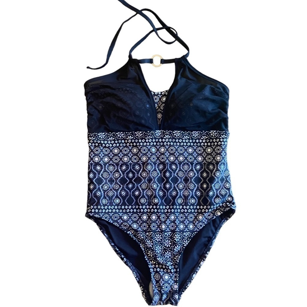 Aqua Couture Moroccan Print One Piece Swimsuit NWOT